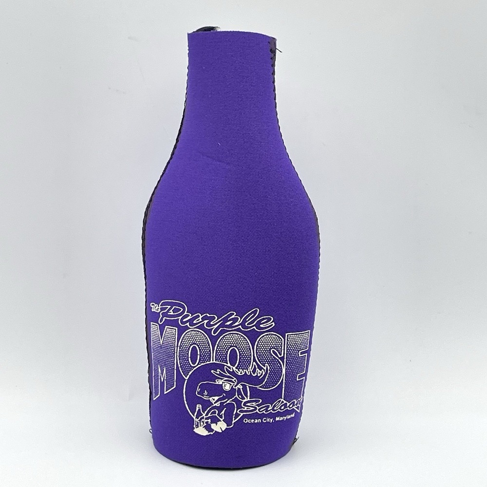 Purple Moose Saloon Ocean City Maryland Purple Zipper Beer Bottle Koozie 7.5"